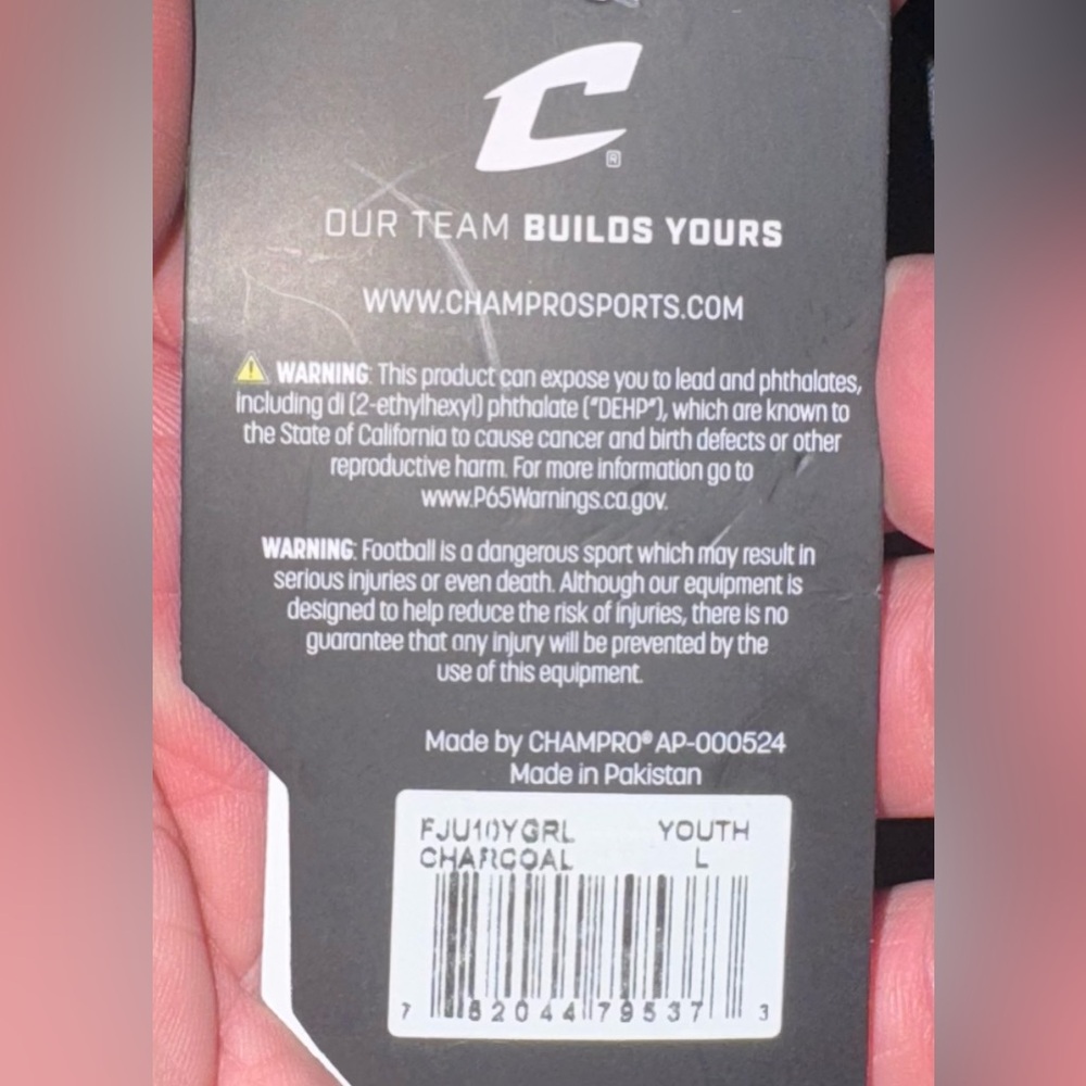 Champro Youth Bull Rush Padded Football Compression Protective Shirt FJU10 L NWT - Picture 10 of 11